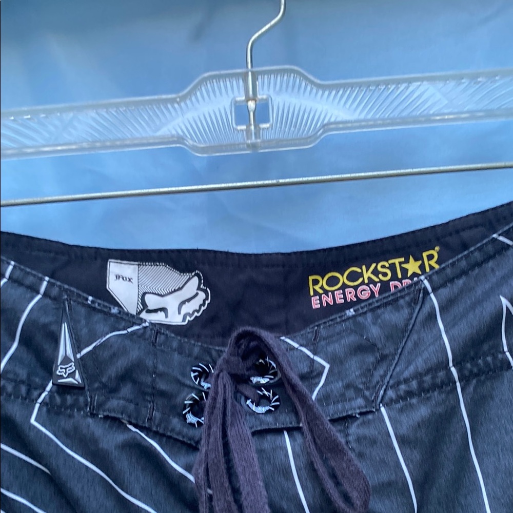 Fox Black and Yellow Swim Board Shorts with Geometric Design - Picture 2 of 4